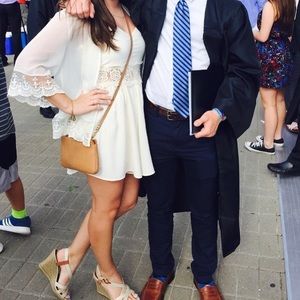 Cream romper with lacey waist